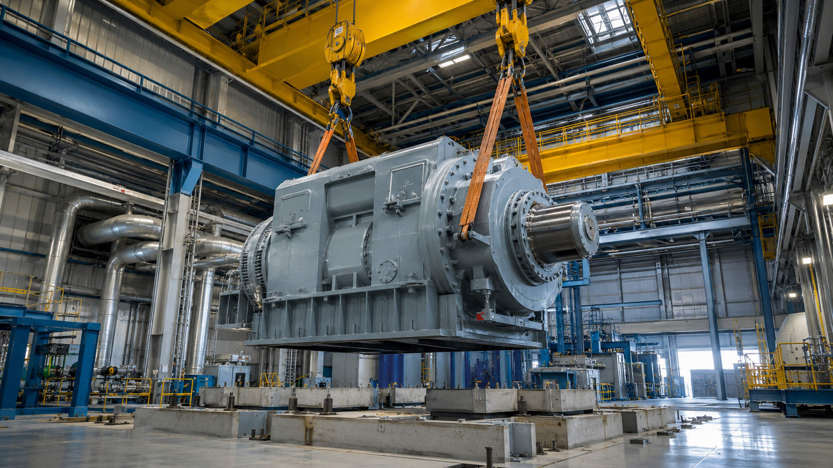 Large industrial equipment setting